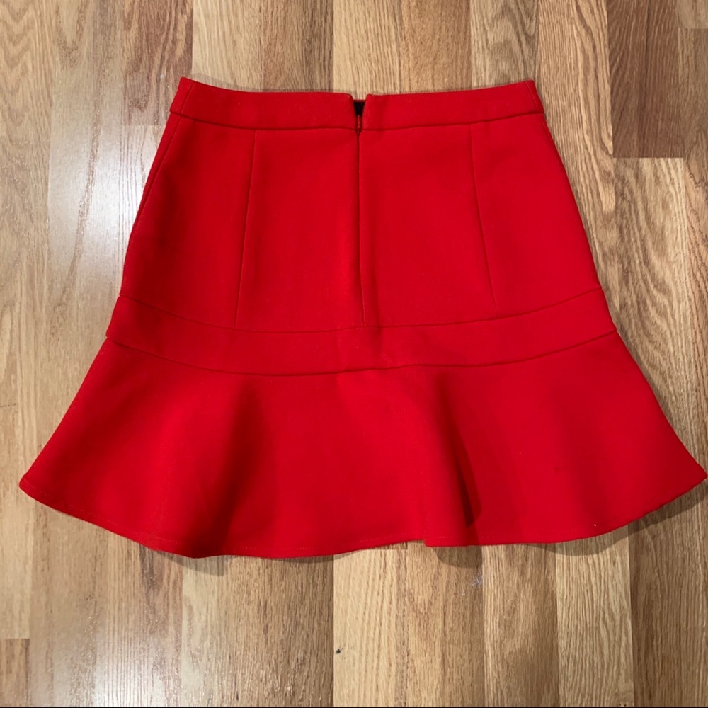 Express Red Ruffle Mini Skirt - Picture 2 of 6